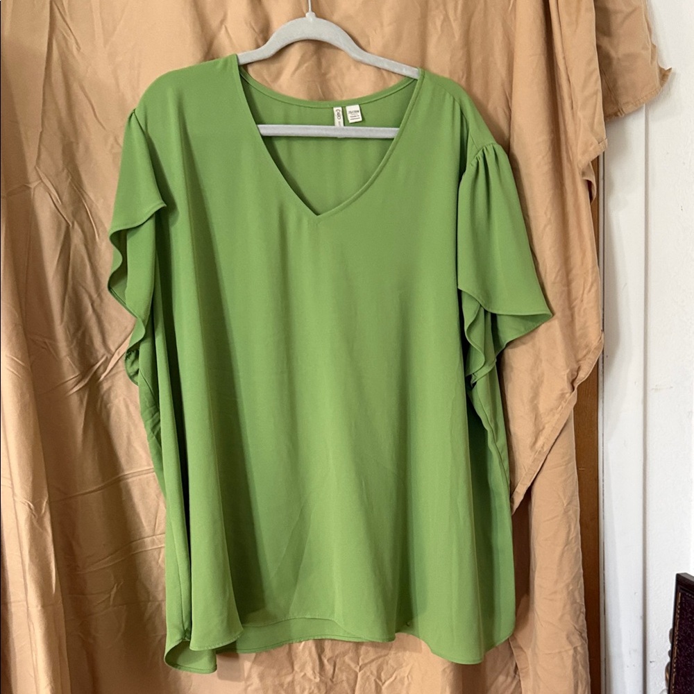 Cato Light Green V-Neck Blouse